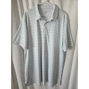 BCG Golf Mens 3XL Polo Shirt White Green Margarita Cocktail Print Short Sleeve